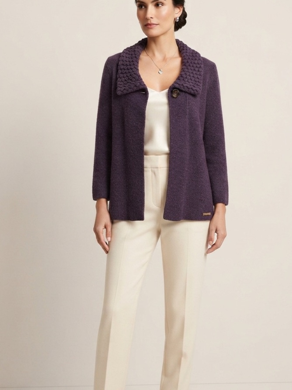 Nordstrom Purple Knit Shawl Collar Cardigan Jacket